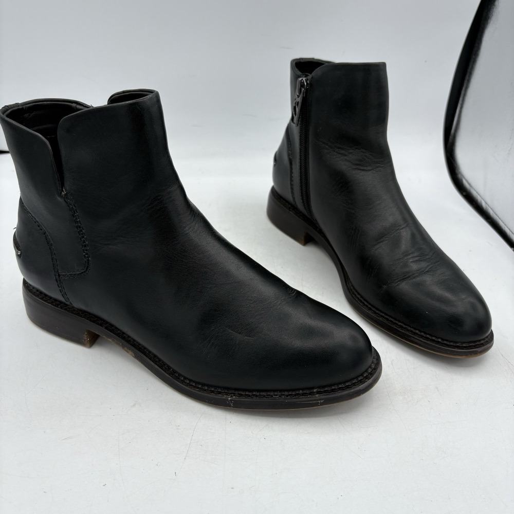 Franco Sarto Chelsea Ankle Boot Womens Size 7.5 M Happily Leather Bootie Black